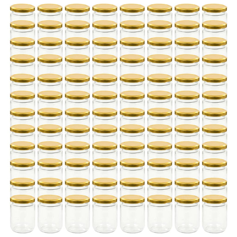 Load image into Gallery viewer, Vidaxl jampotten met goudkleurige deksels 96 st 230 ml glas
