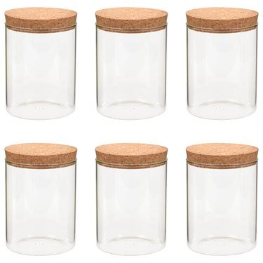 Vidaxl opbergpotten met kurken deksel 6 st 650 ml glas