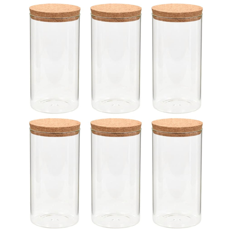 Load image into Gallery viewer, Vidaxl opbergpotten met kurken deksel 6 st 1100 ml glas

