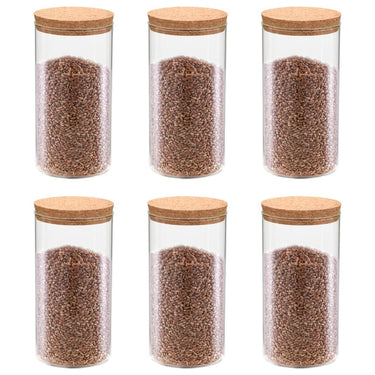 Vidaxl opbergpotten met kurken deksel 6 st 1400 ml glas