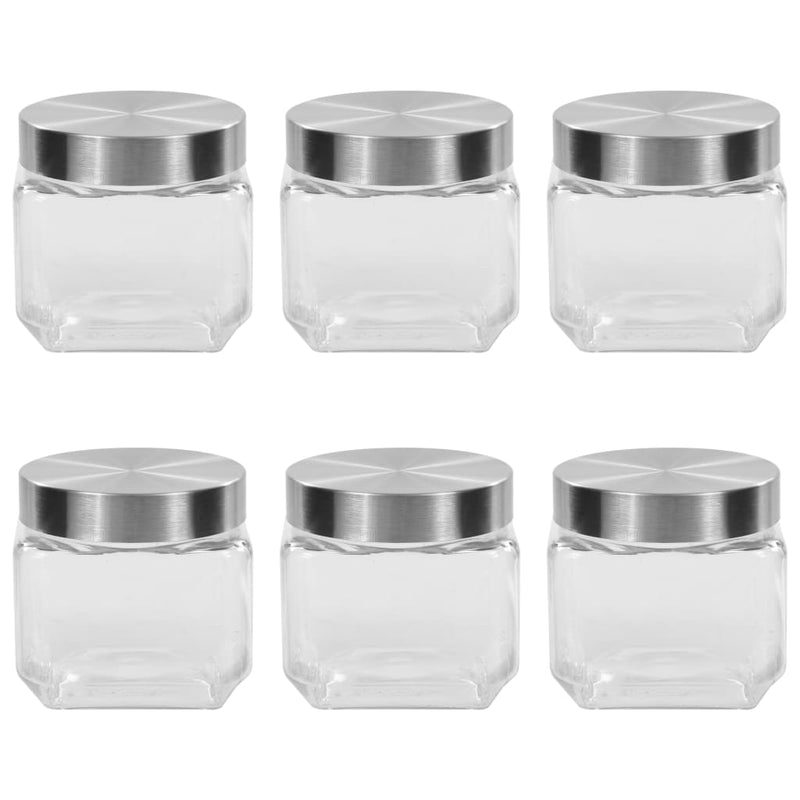Load image into Gallery viewer, VidaXL Opbergpotten met zilverkleurig deksel 6 st 800 ml
