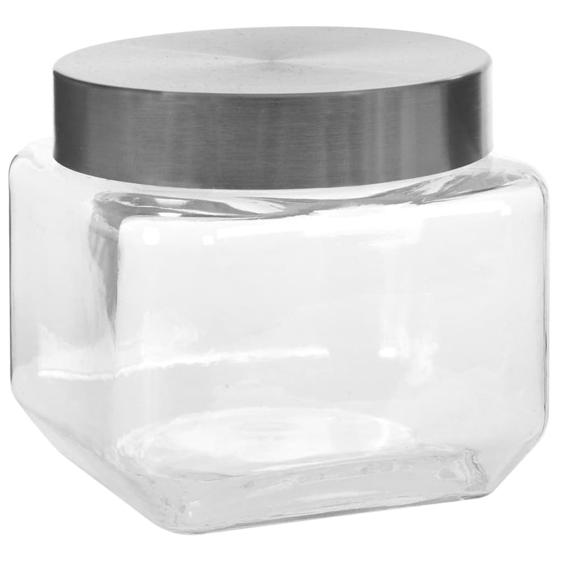 Load image into Gallery viewer, VidaXL Opbergpotten met zilverkleurig deksel 6 st 800 ml
