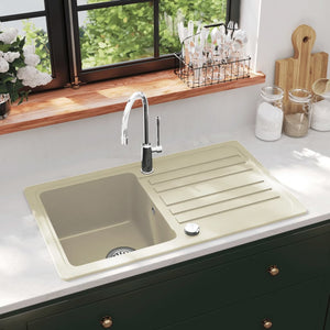 Vidaxl gootsteen enkele bak graniet beige