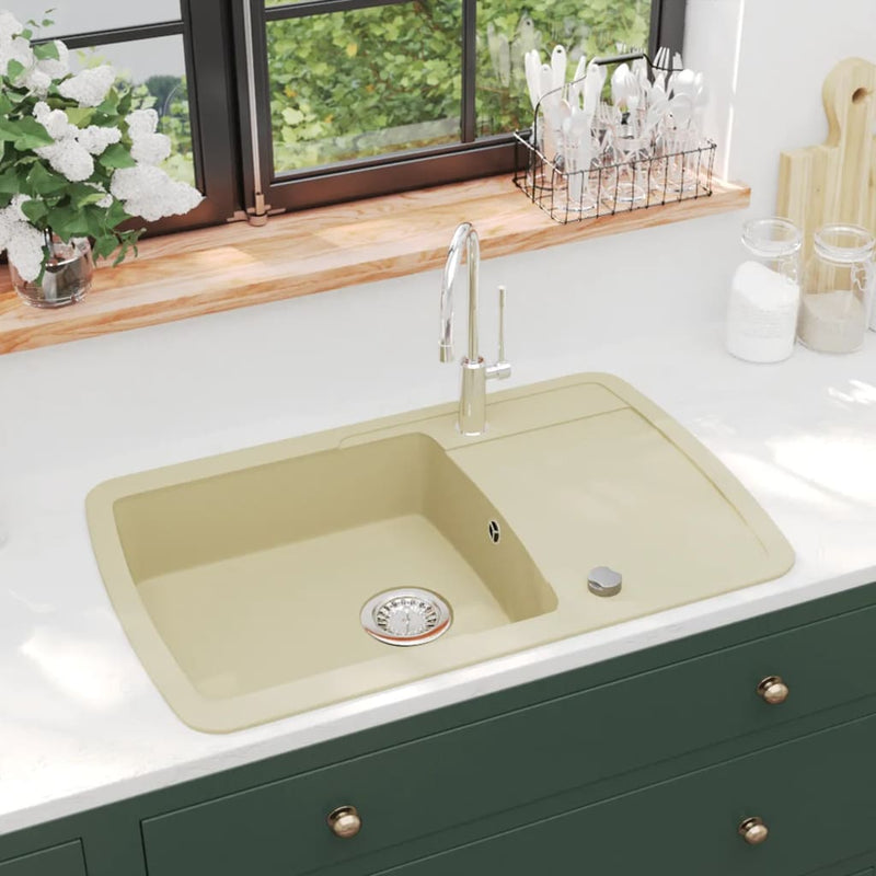 Load image into Gallery viewer, Vidaxl gootsteen enkele bak graniet beige

