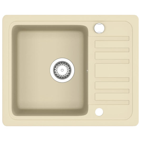 Vidaxl gootsteen enkele bak graniet beige