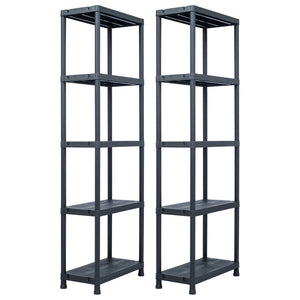 Vidaxl opbergrekken 2 st 125 kg 60x30x180 cm kunststof zwart
