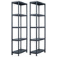 Vidaxl opbergrekken 2 st 125 kg 60x30x180 cm kunststof zwart