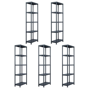Vidaxl opbergrekken 5 st 125 kg 60x30x180 cm kunststof zwart