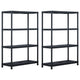 VidaXL Opbergrekken 2 st 220 kg 90x40x138 cm kunststof zwart