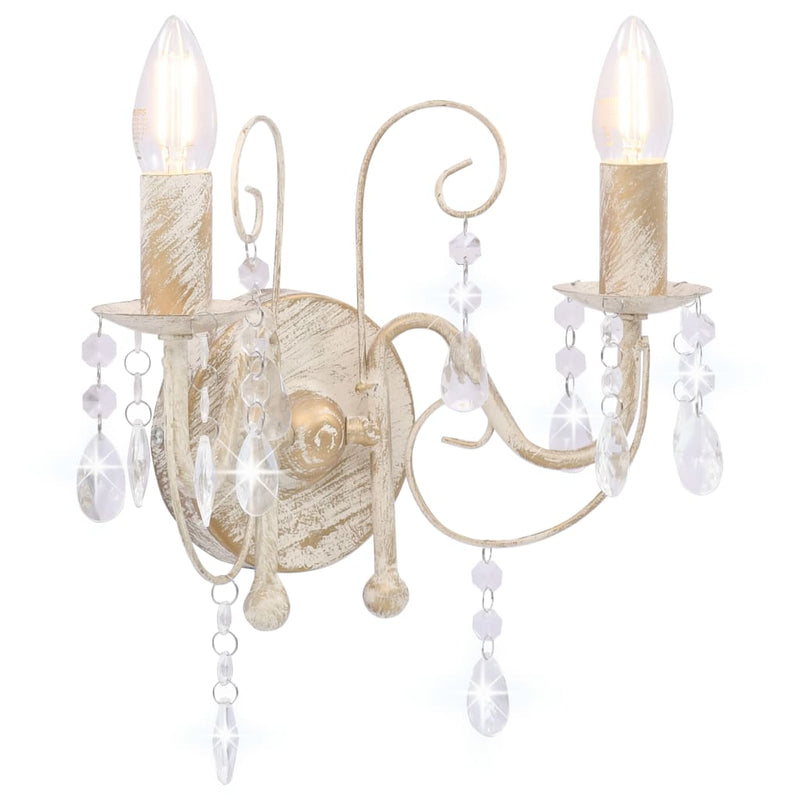 Load image into Gallery viewer, Vidaxl wandlamp met kralen 2xe14 antiekwit
