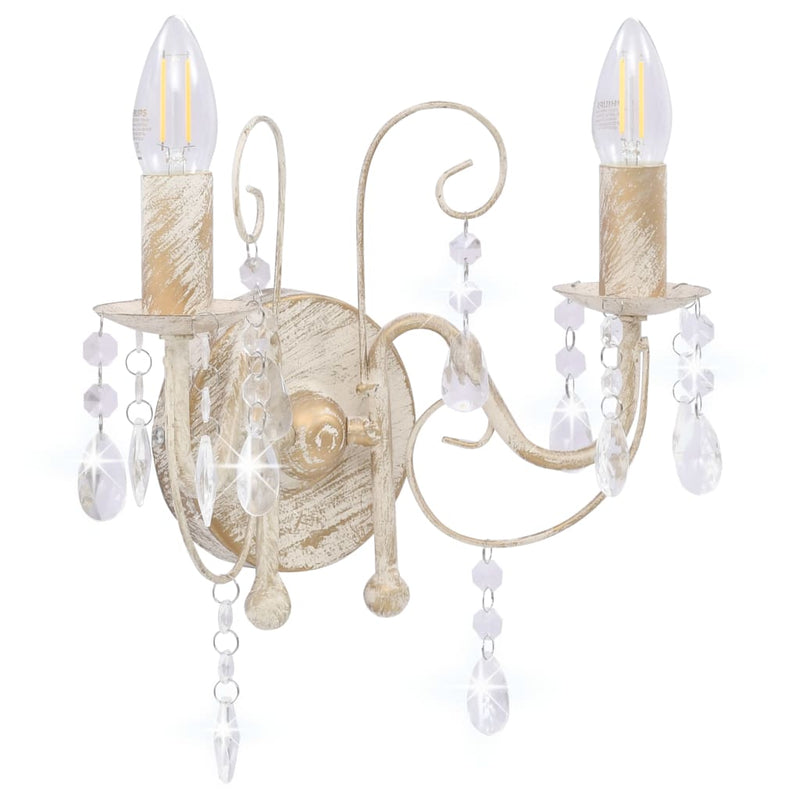 Load image into Gallery viewer, Vidaxl wandlamp met kralen 2xe14 antiekwit
