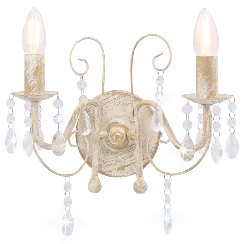 Load image into Gallery viewer, Vidaxl wandlamp met kralen 2xe14 antiekwit
