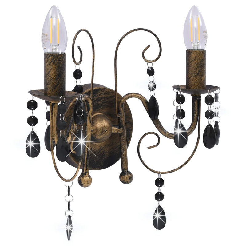 ギャラリービューアに画像をロードする, Vidaxl wandlamp met kralen 2xe14 antiekzwart
