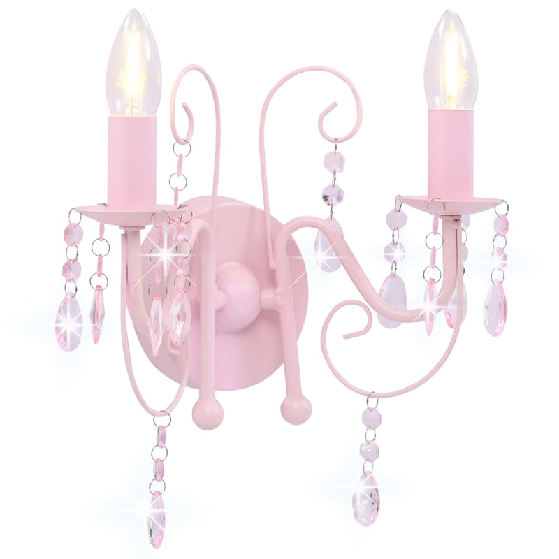 Load image into Gallery viewer, Vidaxl wandlamp met kralen 2 x e14 roze
