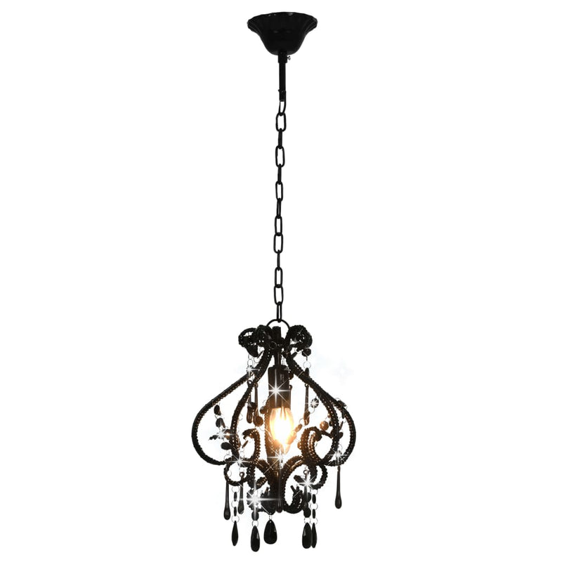 Load image into Gallery viewer, Vidaxl plafondlamp met kralen rond e14 zwart
