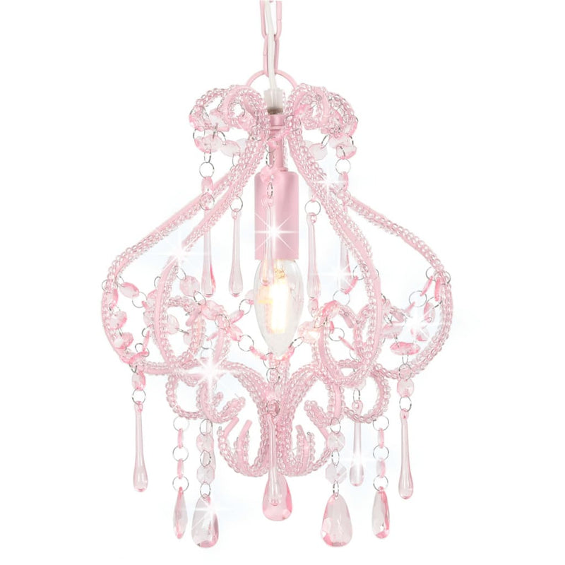 Load image into Gallery viewer, Vidaxl plafondlamp met kralen rond e14 roze
