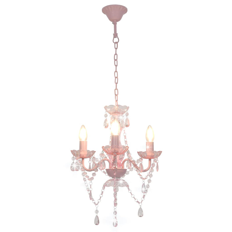 Load image into Gallery viewer, Vidaxl kroonluchter met kralen rond 3xe14 roze
