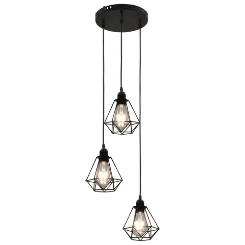 Vidaxl plafondlamp met diamantvorm 3xe27 zwart