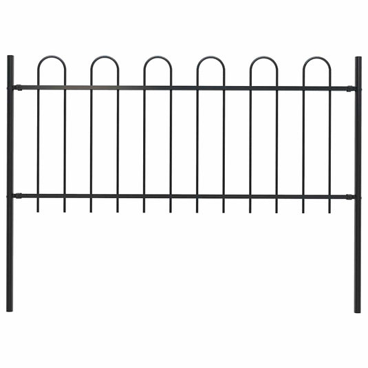 Vidaxl tuinhek met ringtop staal 181x100 cm zwart