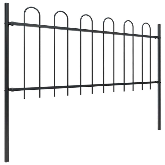 Vidaxl tuinhek met ringtop staal 181x100 cm zwart