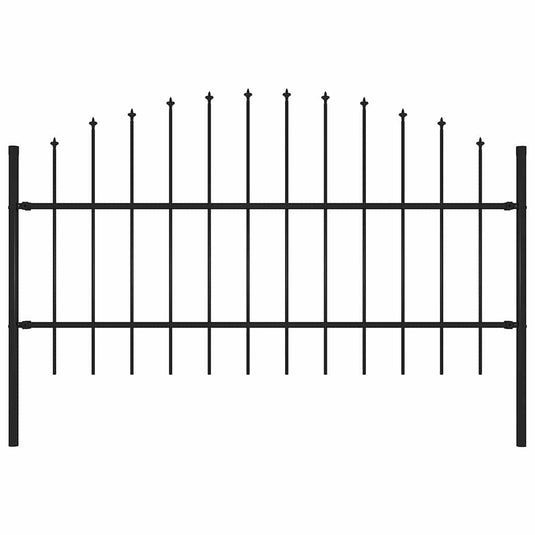 VidaXL Tuinhek met speren bovenkant (0,75-1)x1,7 m staal zwart