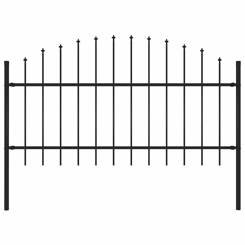 Load image into Gallery viewer, VidaXL Tuinhek met speren bovenkant (1-1,25)x1,7 m staal zwart
