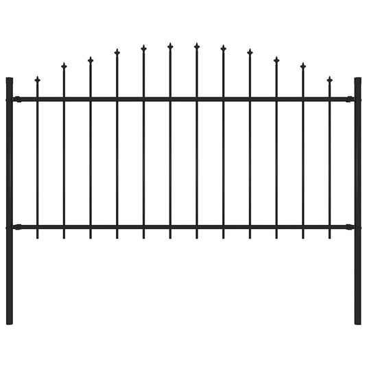 VidaXL Tuinhek met speren bovenkant (1,25-1,5)x1,7 m staal zwart