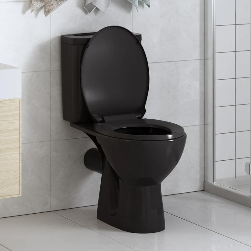 Load image into Gallery viewer, Vidaxl toiletbril soft-close met quick-release ontwerp zwart
