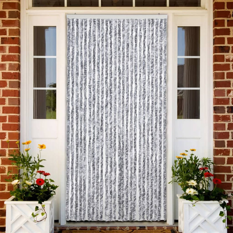 Load image into Gallery viewer, Vidaxl vliegengordijn 100x220 cm chenille wit en grijs
