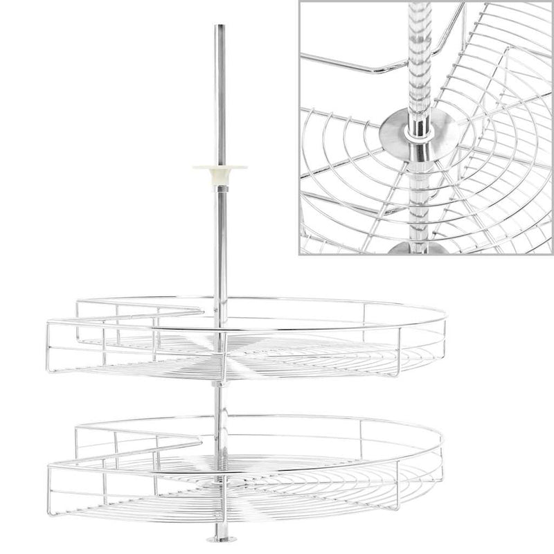 Load image into Gallery viewer, Vidaxl draadmand keuken 2-laags 270 graden 71x71x80 cm zilverkleurig
