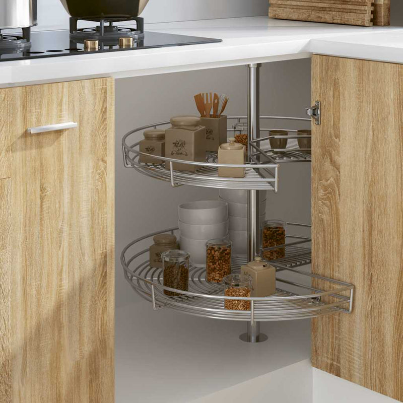 Load image into Gallery viewer, Vidaxl draadmand keuken 2-laags 270 graden 71x71x80 cm zilverkleurig
