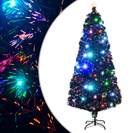 Vidaxl voorverlichte kerstboom met standaard en led 180 cm glasvezel