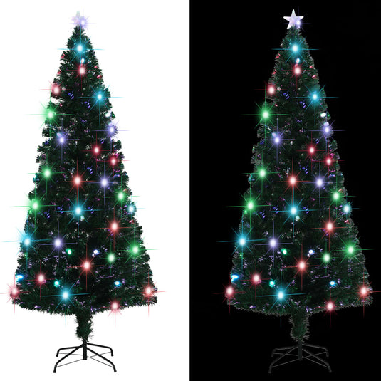 Vidaxl voorverlichte kerstboom met standaard en led 210 cm glasvezel