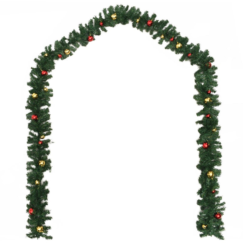 Load image into Gallery viewer, Vidaxl kerstslingers 4 st met kerstballen 270 cm pvc groen
