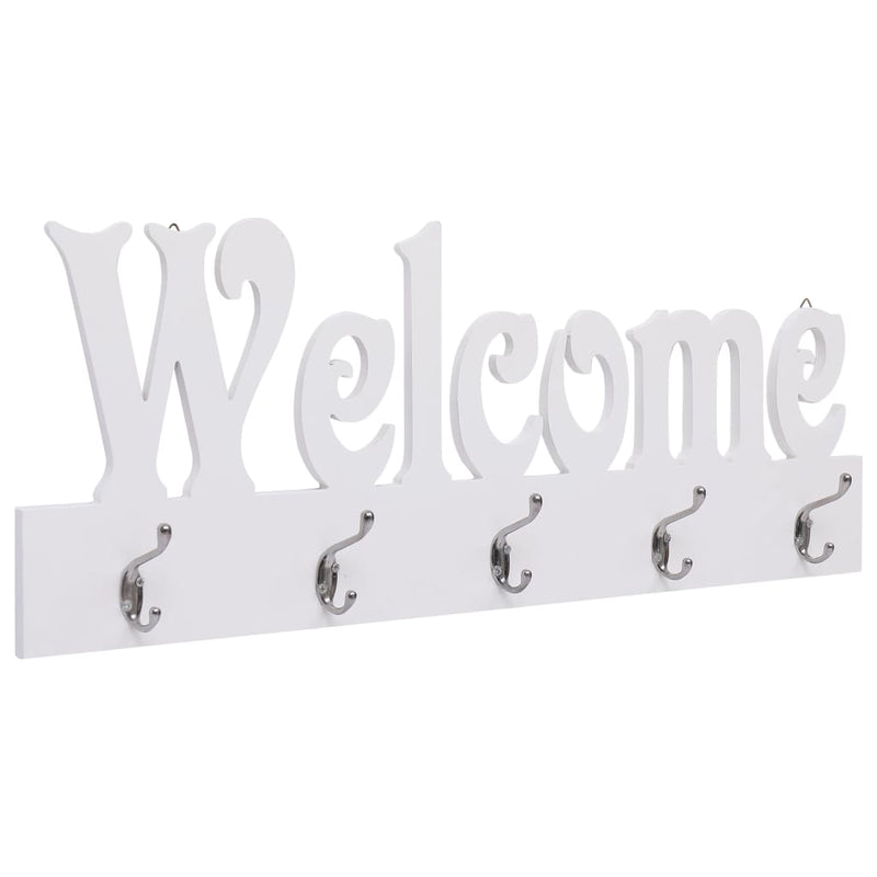 Load image into Gallery viewer, Vidaxl wandkapstok welcome 74x29,5 cm wit
