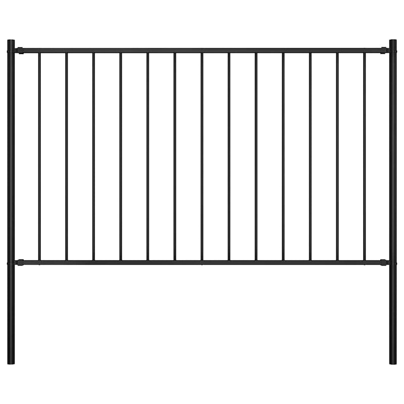 Load image into Gallery viewer, Vidaxl hekpaneel met palen 1,7x0,75 m gepoedercoat staal zwart
