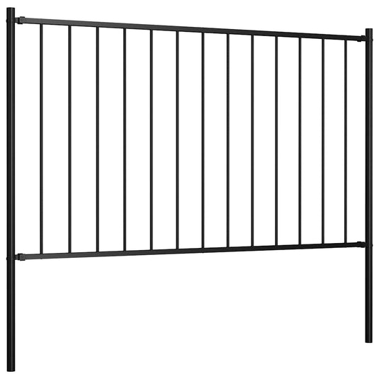 Vidaxl schuttingpaneel met palen gepoedercoat staal 1,81x1 m zwart