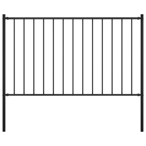 Vidaxl hekpaneel met palen 1,7x1,25 m gepoedercoat staal zwart