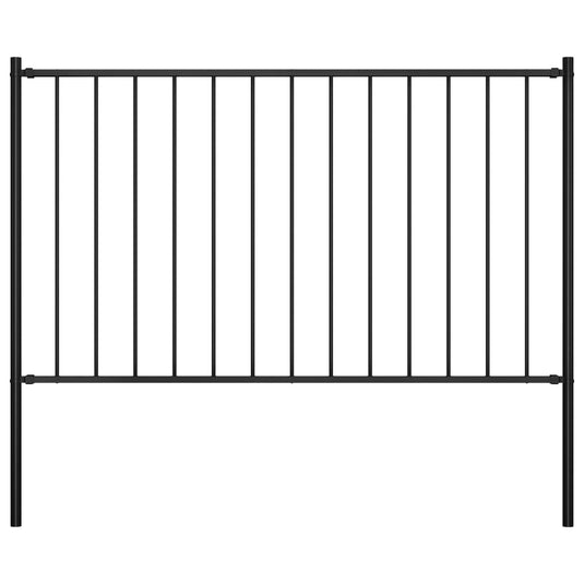 Vidaxl hekpaneel met palen 1,7x1,25 m gepoedercoat staal zwart