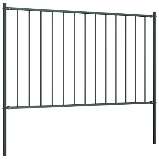 Vidaxl schuttingpaneel met palen gepoedercoat staal 1,81x1,25 m antraciet