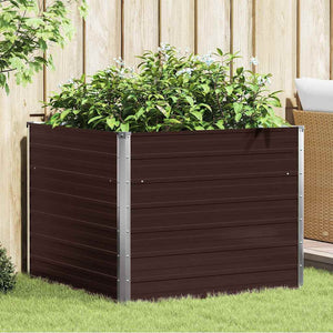 Vidaxl plantenbak verhoogd 100x100x77 cm gegalvaniseerd staal bruin