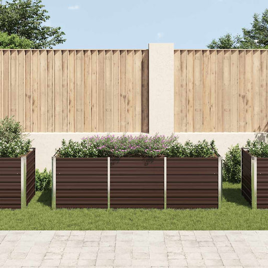 Vidaxl plantenbak verhoogd 240x80x77 cm gegalvaniseerd staal bruin