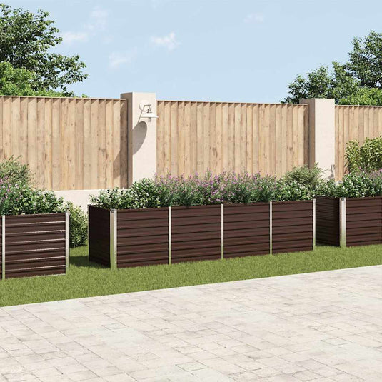 Vidaxl plantenbak verhoogd 320x80x77 cm gegalvaniseerd staal bruin