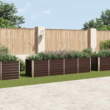 Vidaxl plantenbak verhoogd 320x80x77 cm gegalvaniseerd staal bruin