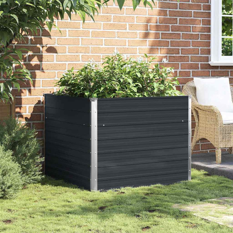 Load image into Gallery viewer, Vidaxl plantenbak verhoogd 100x100x77cm gegalvaniseerd staal antraciet
