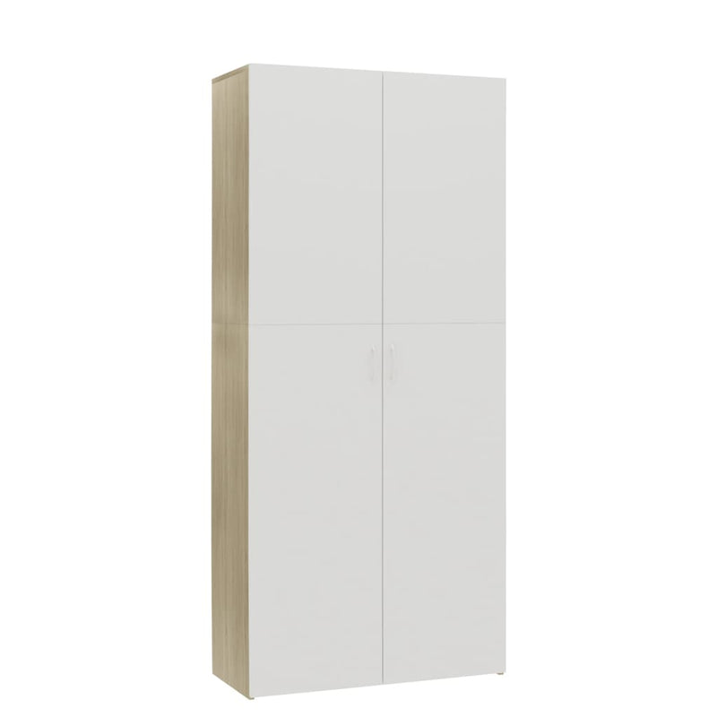 Load image into Gallery viewer, VidaXL Schoenenkast 80x35,5x180cm bewerkt hout wit sonoma eikenkleurig
