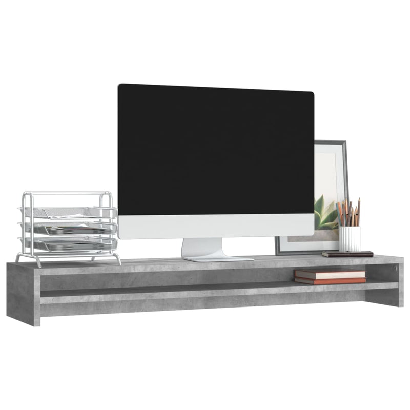 Load image into Gallery viewer, Vidaxl monitorstandaard 100x24x13 cm bewerkt hout betongrijs
