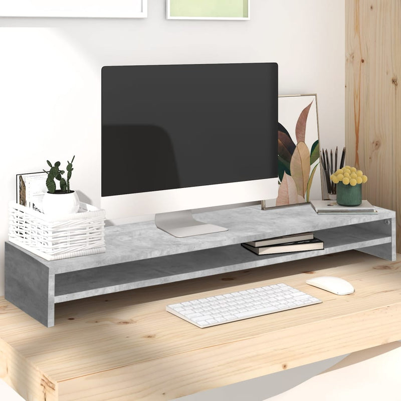 Load image into Gallery viewer, Vidaxl monitorstandaard 100x24x13 cm bewerkt hout betongrijs
