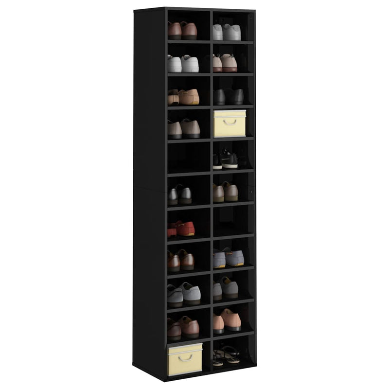 Load image into Gallery viewer, VidaXL Schoenenkast 54x34x183 cm bewerkt hout hoogglans zwart
