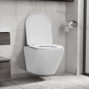 Vidaxl hangend toilet randloos keramiek wit